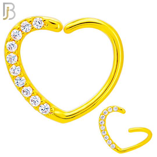 CT109 - (Pack of 6) 316 Surgical Steel Hollow Heart with Multi Zircon Twist to Open Nose Hoop image 1