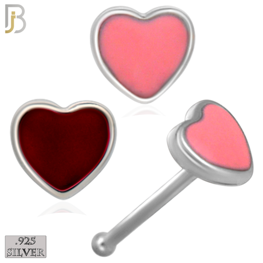 925-NR121B- 925 Silver Nose Bone Heart Shape with Enamel - Pack of 6 image 0