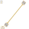 14-BB37 - 14k Solid Gold Industrial Straight Barbell with Round Clear CZ Externally Threaded image