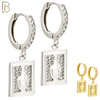 ES493 - 316L Stainless Steel Dangling Miraculous  Rectangular Huggies Earrings image 0