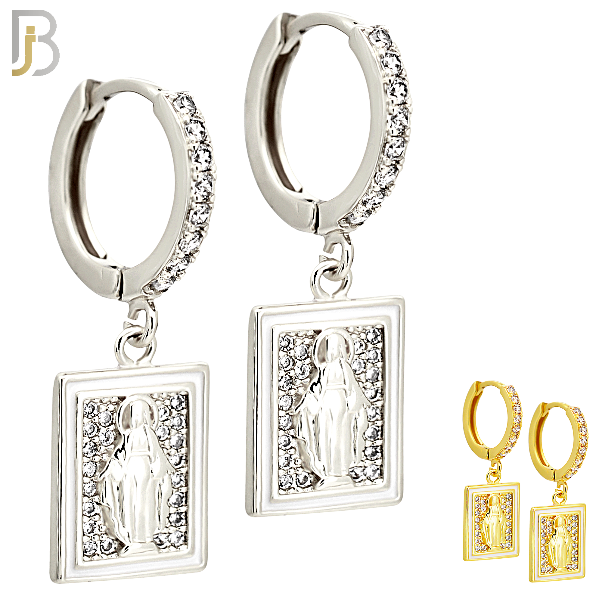 ES493 - 316L Stainless Steel Dangling Miraculous  Rectangular Huggies Earrings image 0