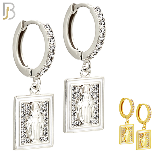 ES493 - 316L Stainless Steel Dangling Miraculous  Rectangular Huggies Earrings image 0