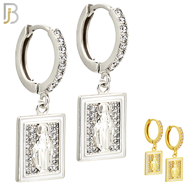 ES493 - 316L Stainless Steel Dangling Miraculous  Rectangular Huggies Earrings image 0