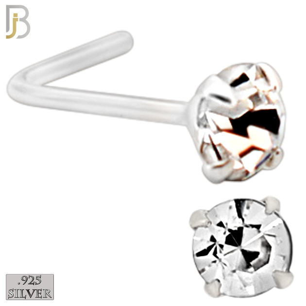 925-PK-NR10S-3C2 - Mixed of 2, 2.5, 3mm Clear CZ 22g Thickness 925 Sterling Silver Nose Studs, L-Shape Prong Set Packages Pack of 120. image 4