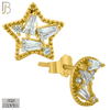 925-ES362 - 925 Sterling Silver Star and Moon with CZ Mismatched Stud Earrings image 2