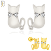 925-ES202 - Screw Ball Back - .925 Sterling Silver Cat Design Earring Stud with Clear Zircon image 0