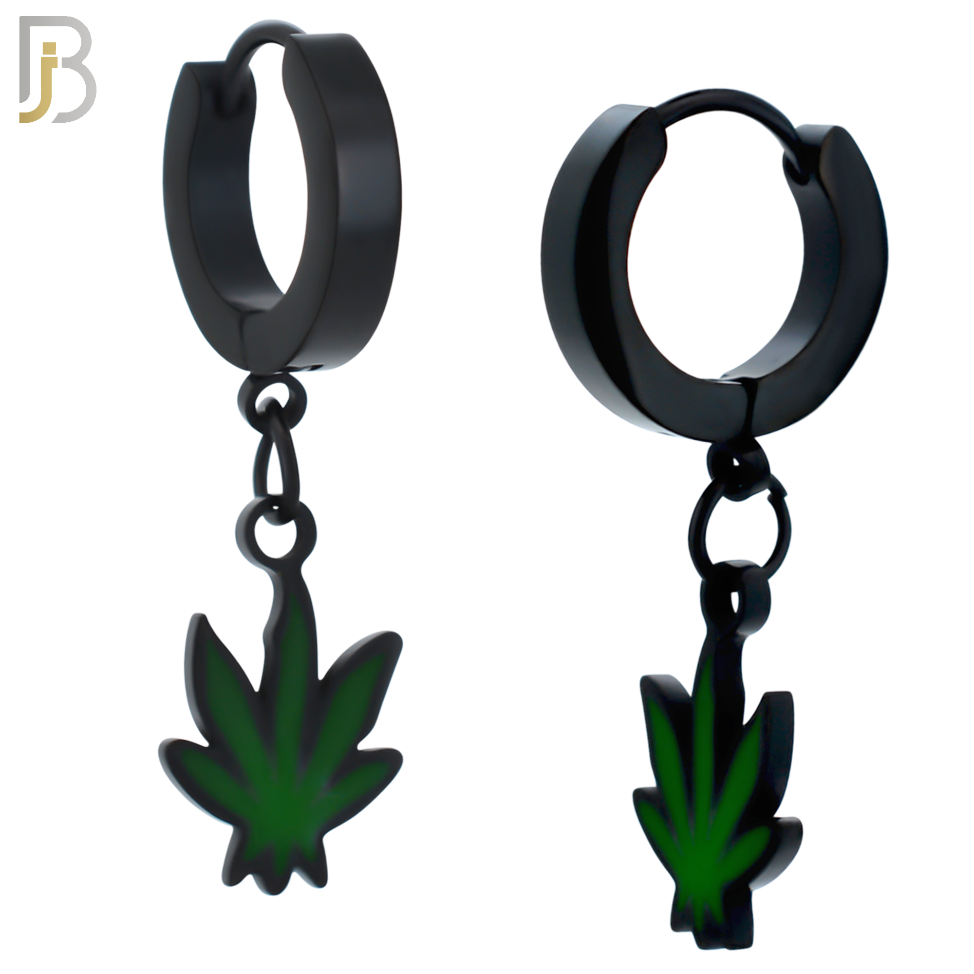 ES87 - 316L Stainless Steel Dangling Leaf Design Huggies Clip On image 2