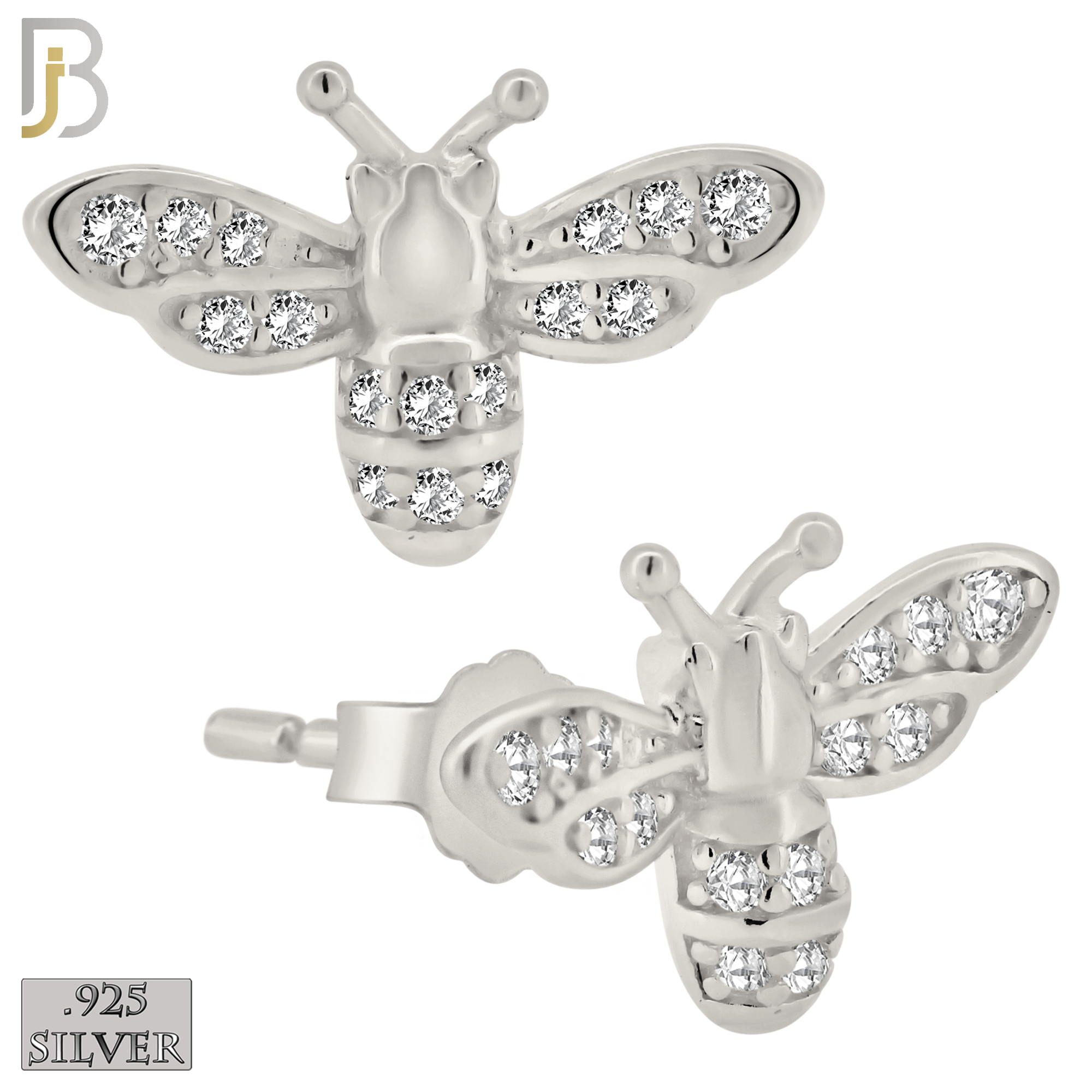 925-ES364 - .925 Sterling Silver Bee Stud Earrings image 1