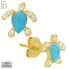 925-ES474 - 925 Sterling Silver Enamel Coated Turtle Push Back Stud Earring image 6