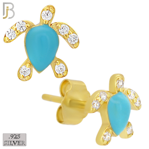 925-ES474 - 925 Sterling Silver Enamel Coated Turtle Push Back Stud Earring image 6