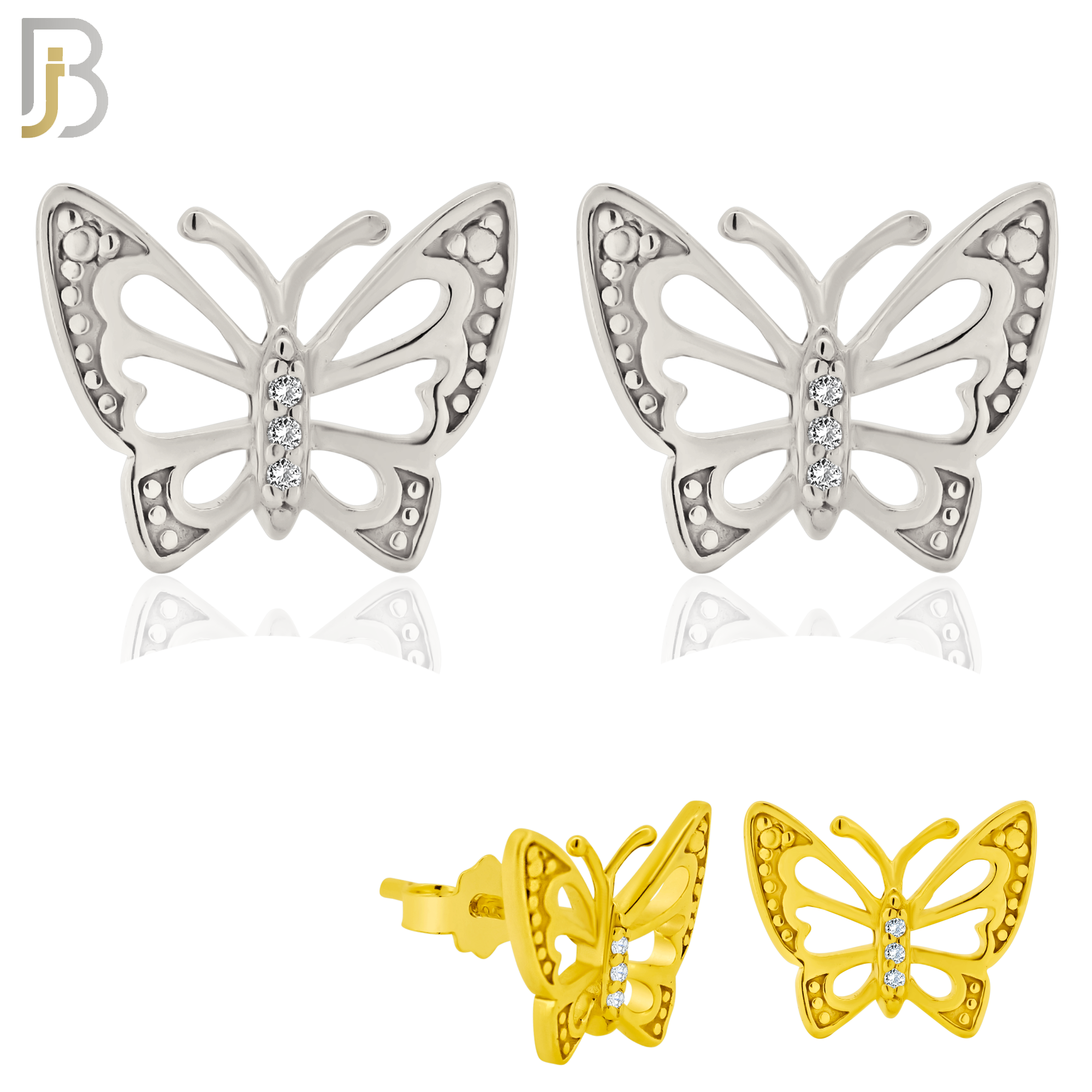 925-ES377 - .925 Sterling Silver Butterfly Stud Earrings image 0
