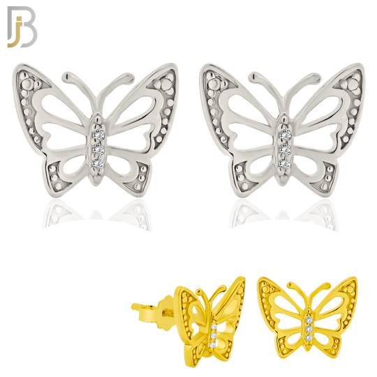 925-ES377 - .925 Sterling Silver Butterfly Stud Earrings image 0