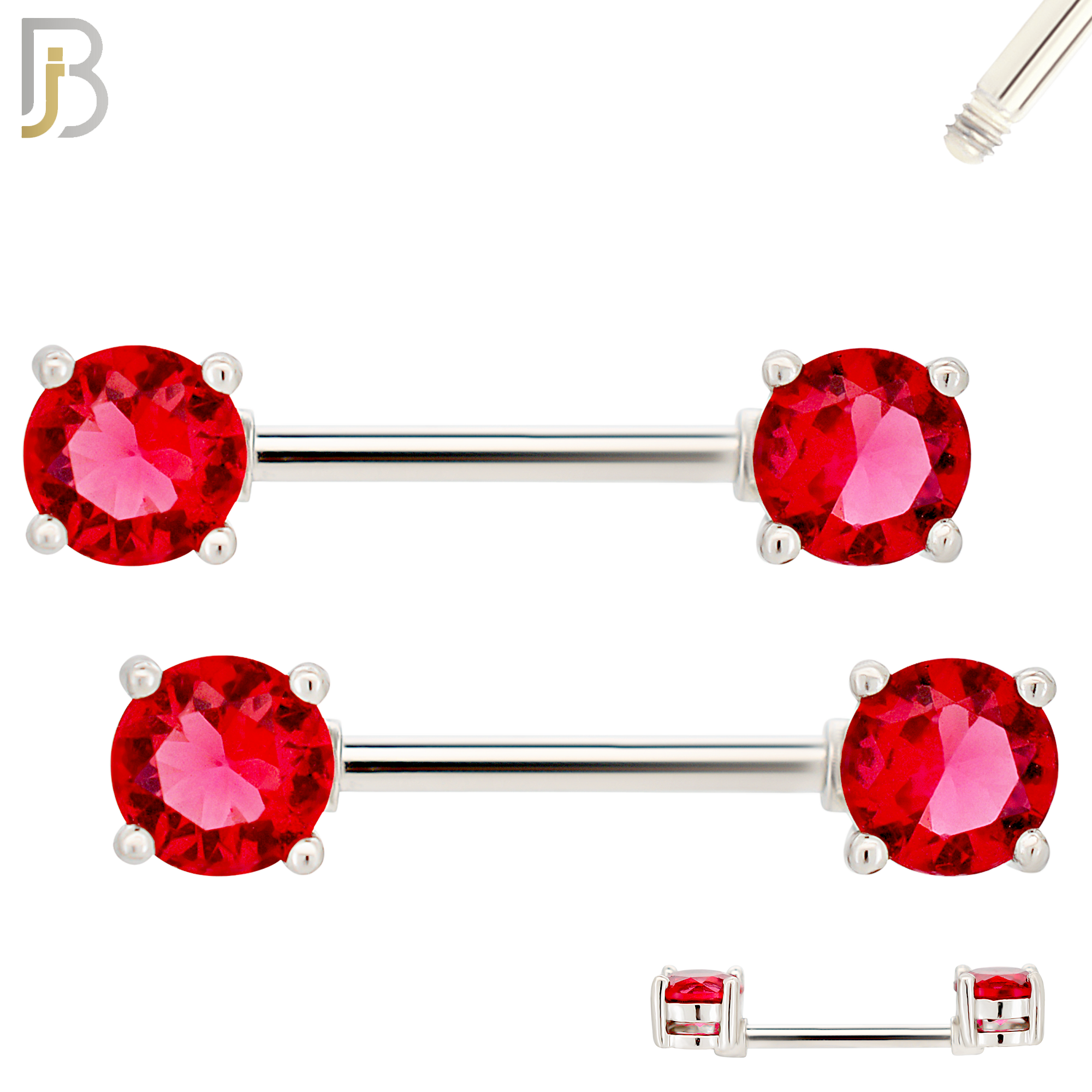 NP02S - 316L Surgical Steel Screw Prong Round Zircon Nipple Ring Piercing image 5