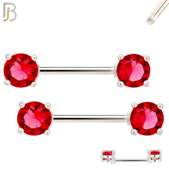 NP02S - 316L Surgical Steel Screw Prong Round Zircon Nipple Ring Piercing image 5