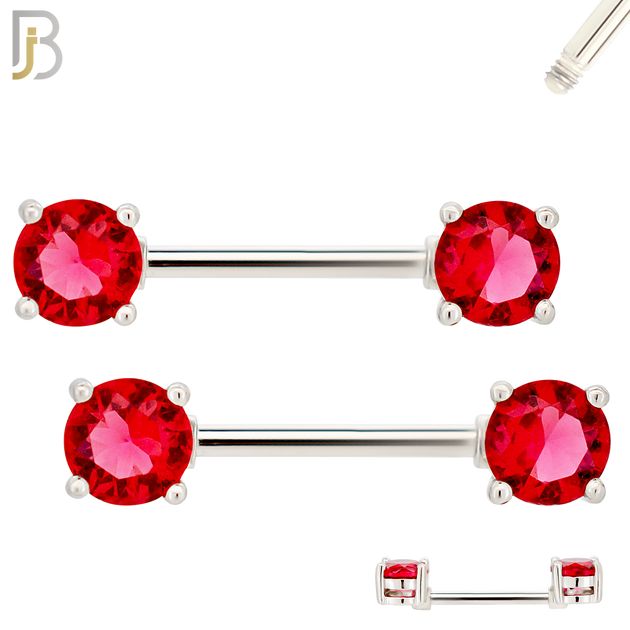 NP02S - 316L Surgical Steel Screw Prong Round Zircon Nipple Ring Piercing image 5