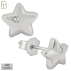 925-ES68 - .925 Sterling Silver Star Design  Bezel Zircon Earring Stud image 1