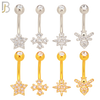 PK-NB18SG - 316L Surgical Steel Four Different Designs Banana Navel/Belly Ring - Pack of 24 image 1