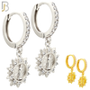 ES502 - 316L Stainless Steel Dangling Sun Rays Virgin Mary Huggies Earrings image 0