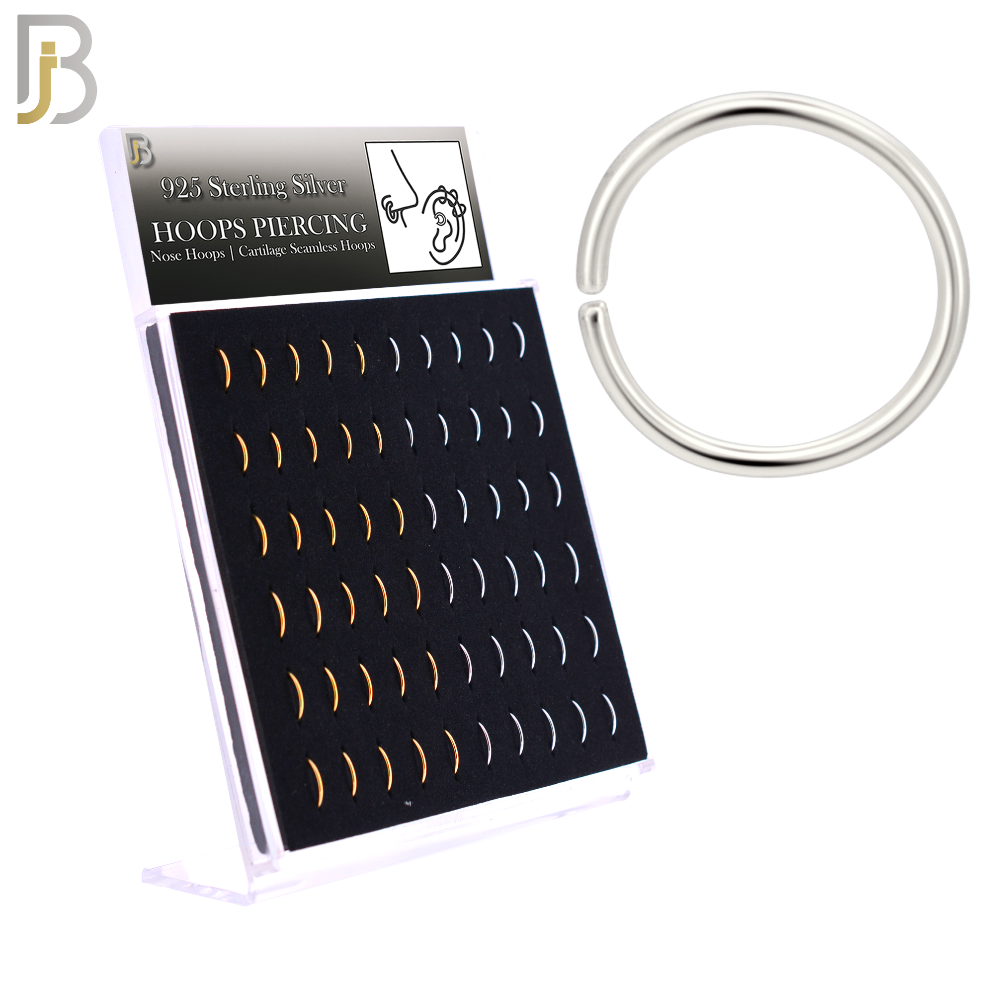 925-PK-CT02M - 925 Sterling Silver 20g Seamless Continuous Ring Hoop Piercing - Pack of 60 pcs image 0