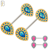 NP11 - 316L Surgical Steel Screw Teardrop Opal with Oval Enamel Nipple Ring Piercing image 0