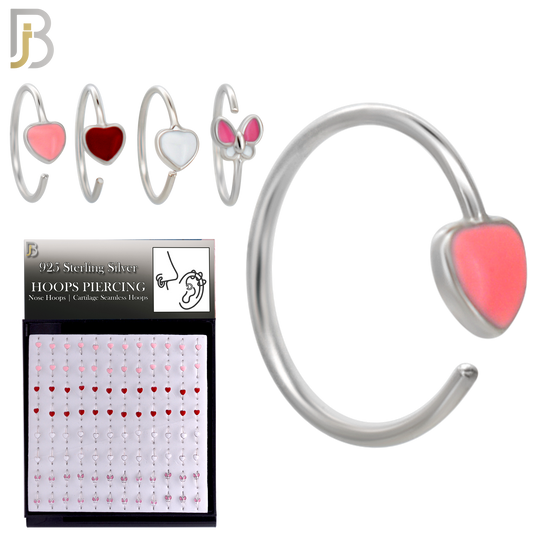 925-PK-CT133M2-96 - 925 Silver Hoops Heart & Butterfly Enamel - Pack of 96 pcs image 1