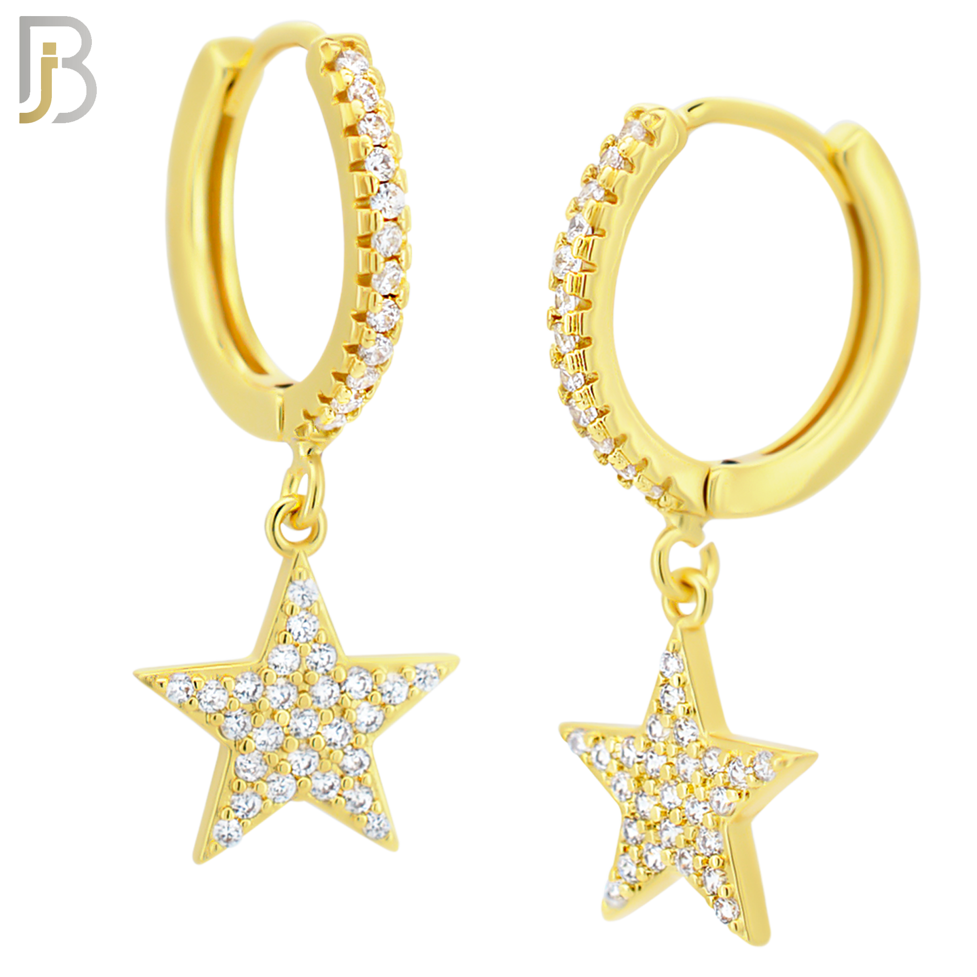 ES53 - 316L Stainless Steel Dangling Plain Star with Zircon Design Huggies Clip On image 2