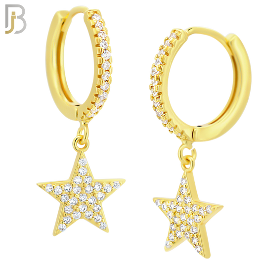 ES53 - 316L Stainless Steel Dangling Plain Star with Zircon Design Huggies Clip On image 2