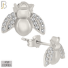 925-ES361 - .925 Sterling Silver Honey Bee with CZ Stud Earrings image 1