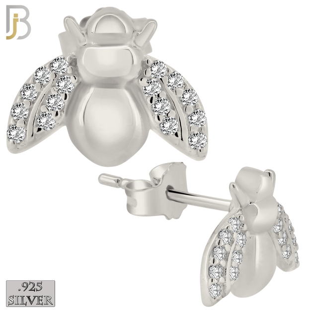 925-ES361 - .925 Sterling Silver Honey Bee with CZ Stud Earrings image 1