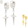 ES43 - 316L Stainless Steel Dangling Spike Cross Design Huggies Clip On image 0