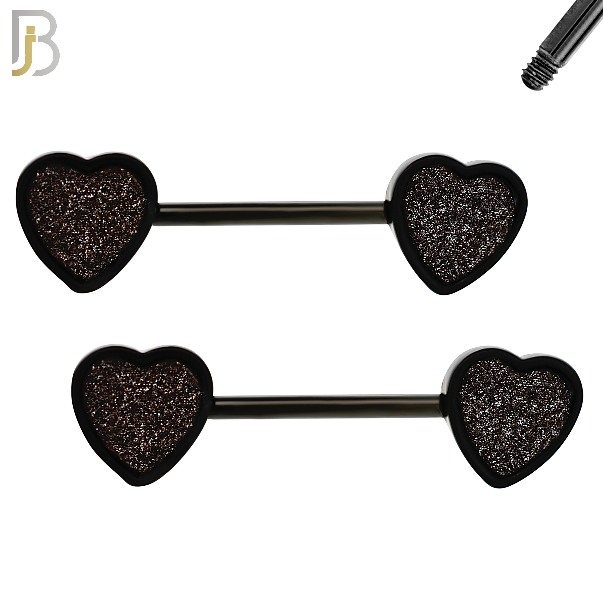 NP05 - 316L Surgical Steel Screw Sandpaper Heart Nipple Ring Piercing image 2
