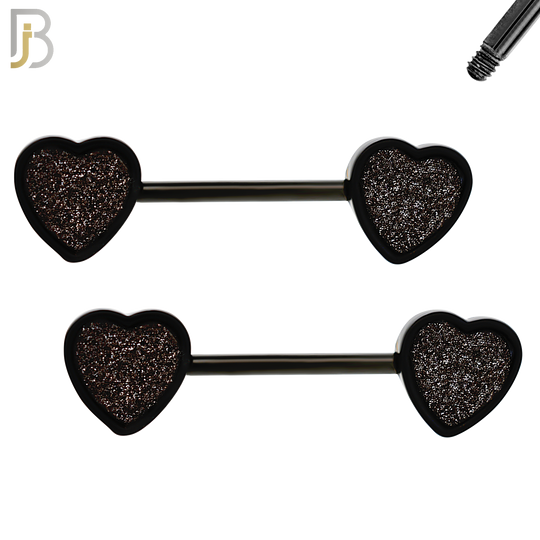 NP05 - 316L Surgical Steel Screw Sandpaper Heart Nipple Ring Piercing image 2