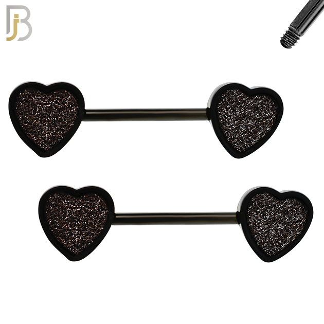 NP05 - 316L Surgical Steel Screw Sandpaper Heart Nipple Ring Piercing image 2
