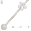 BB27 - 316L Surgical Steel Screw Bar with Brass Flower Design Barbell Industrial (PACK OF 6) image 0
