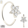 925-CT27 - 925 Sterling Silver Five Petal Star Shaped Flower Design Nose Hoops 22g Thick 8mm wide (Pack of 6) image 0