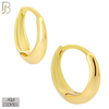 925-ES452 - 925 Sterling Silver Tapered Plain Sharp Edge Huggies Hoop Earrings image 1