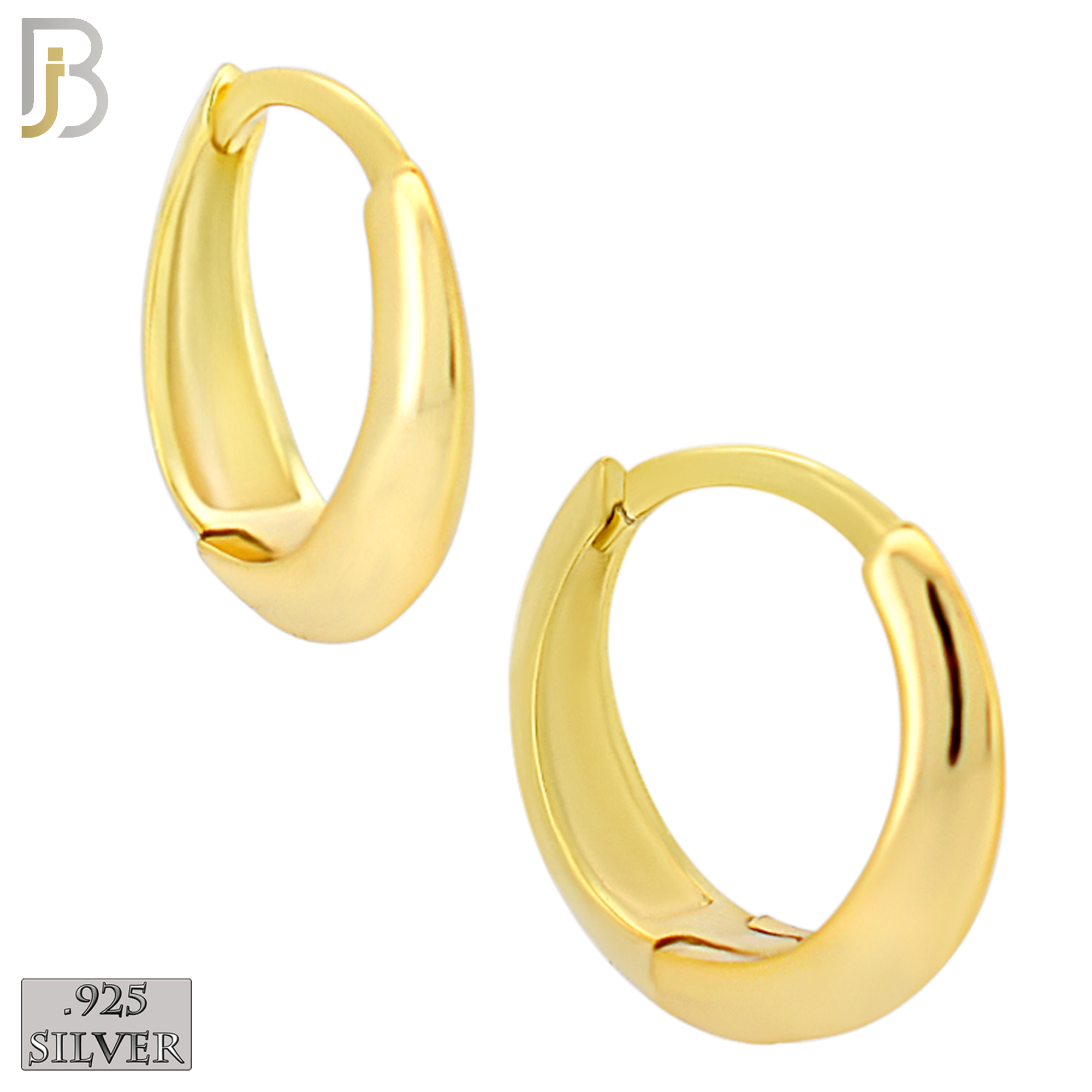 925-ES452 - 925 Sterling Silver Tapered Plain Sharp Edge Huggies Hoop Earrings image 1
