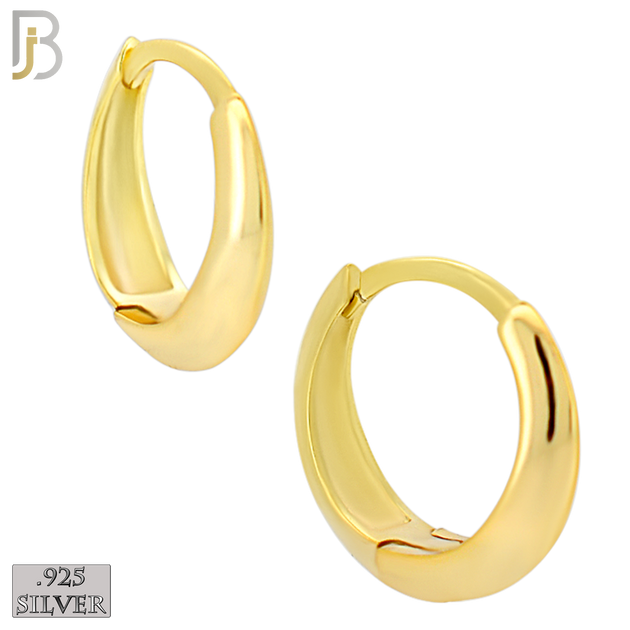 925-ES452 - 925 Sterling Silver Tapered Plain Sharp Edge Huggies Hoop Earrings image 1