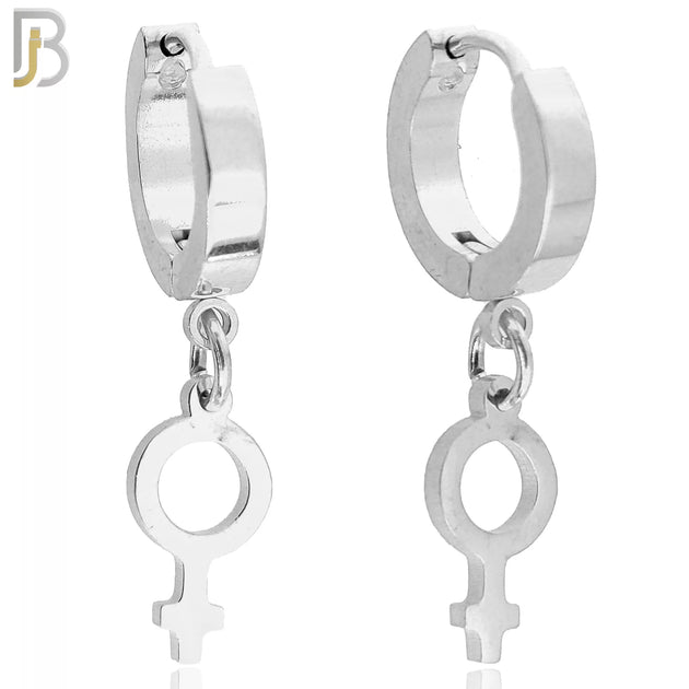 ES06 - 316L Stainless Steel Dangling Female Symbol Gender Design Huggies Clip On image 0