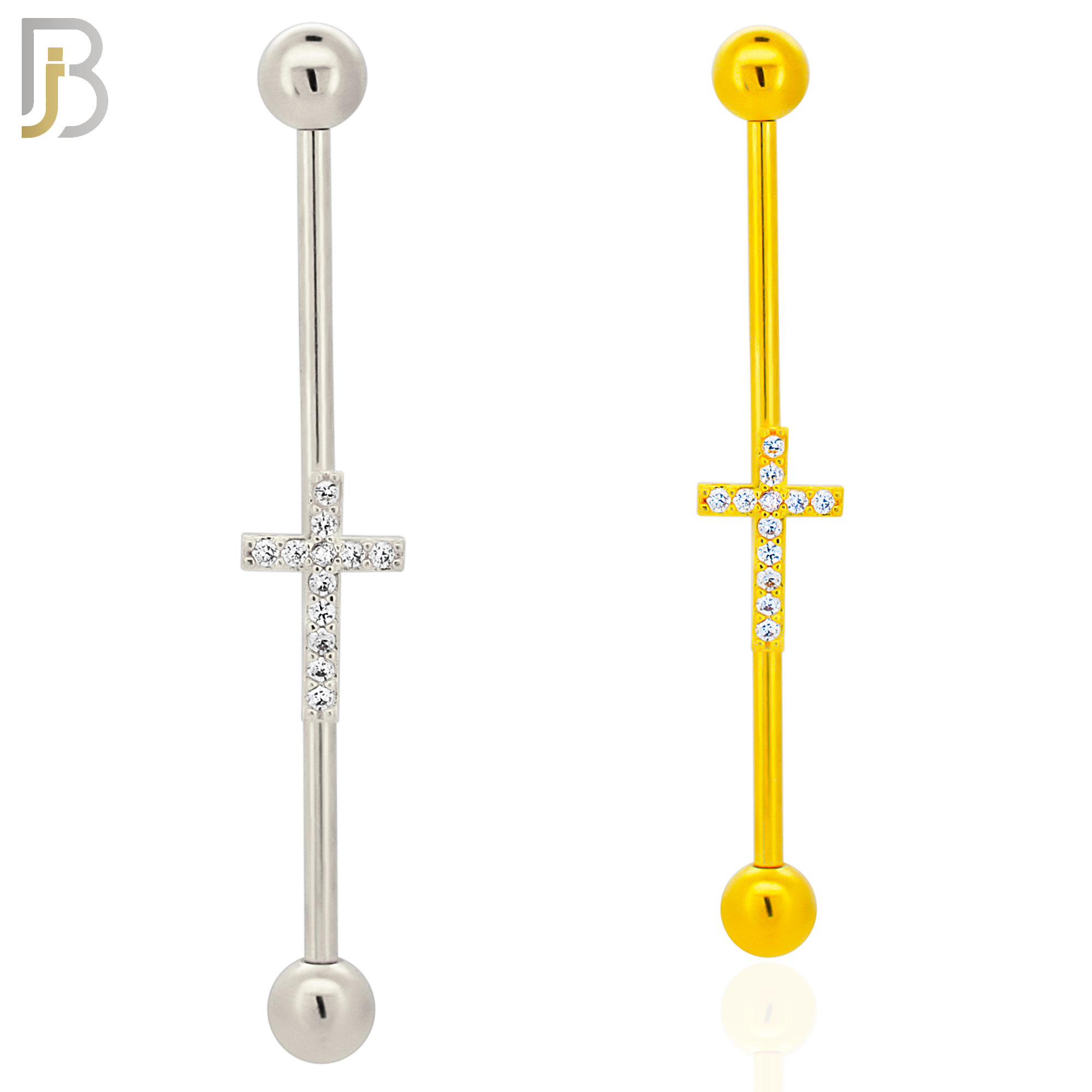 BB53 - 316L Surgical Steel Screw Bar with Cross Design Industrial Barbell (PACK OF 4) image 0