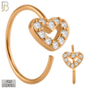 925-CT28 - 925 Sterling Silver Hollow Heart  with CZ Design Nose Hoops 22g Thick 8mm wide (PACK OF 6) image 2