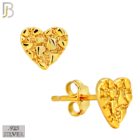 925-ES515 - 925 Sterling Silver Heart Nugget Push Back Earrings image 2