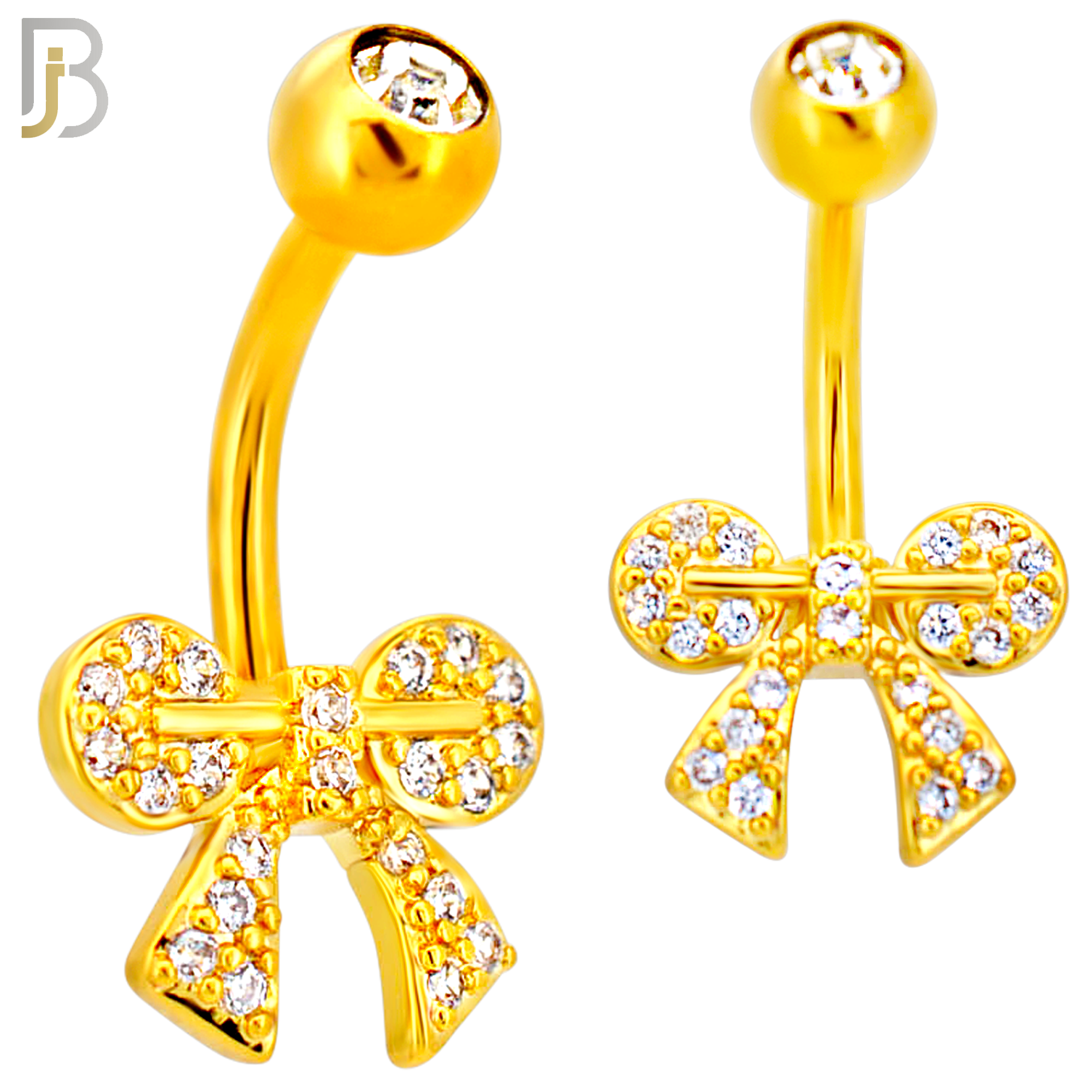 NB113 - 316L Surgical Steel Ribbon CZ studded Round Knots Belly Ring image 2