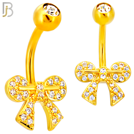 NB113 - 316L Surgical Steel Ribbon CZ studded Round Knots Belly Ring image 2