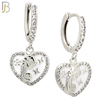 ES495 - 316L Stainless Steel Heart with Praying Angel Dangling Huggies Earrings image 1