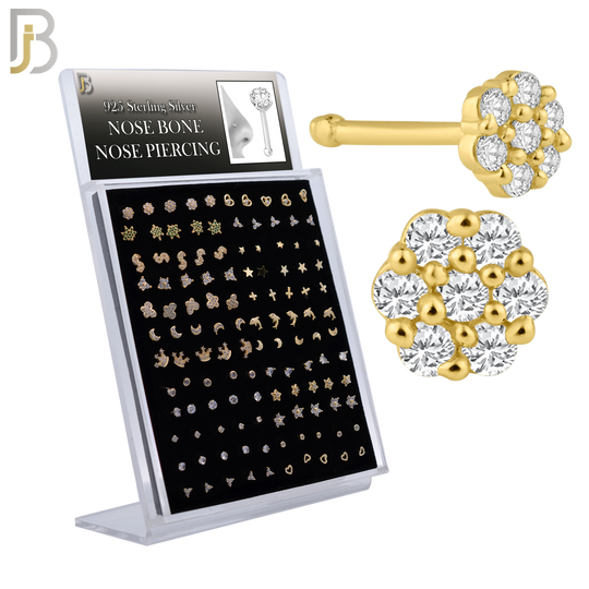 925-PK-NR55YB9 - 925 Sterling Silver Nose Bone Nose Rings with Different Designs - Pack of 120 image 0