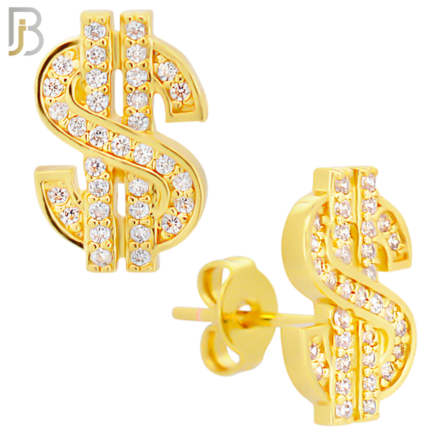 ES168 - 316L Stainless Steel Dollar Sign Design Earring Stud image 3