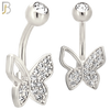 NB109 - 316L Surgical Steel Butterfly CZ studded with Hollow Left Upper Wing Belly Ring image 1