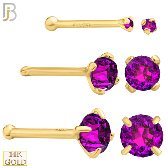 14-NR01YBR-22 - 22g-14k Yellow Gold Nose Bone with Burmese Ruby in Prong Setting image 0