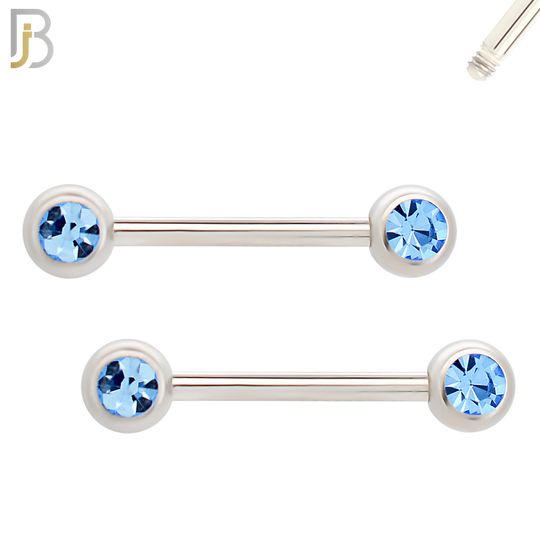 NP01-5 - 316L Surgical Steel Screw 5mm Plain Ball with Bezel Zircon Nipple Ring Piercing image 2